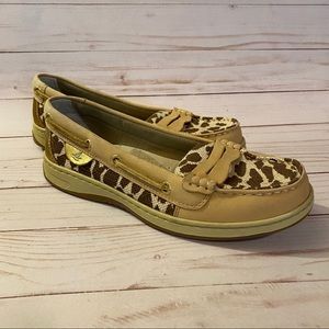 Sperry Topsiders Gold and Leopard print flats